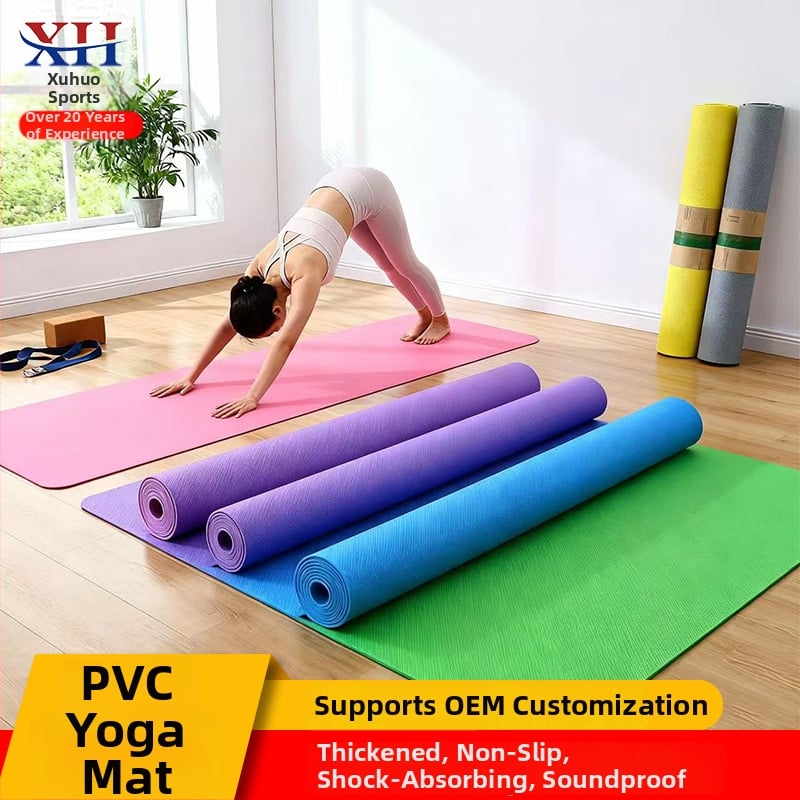 Covoraș de yoga din PVC cu suprafață antiderapantă și absorbție a șocurilor, pentru dans și fitness acasă, dimensiuni 173 x 61 cm, grosime 6 mm