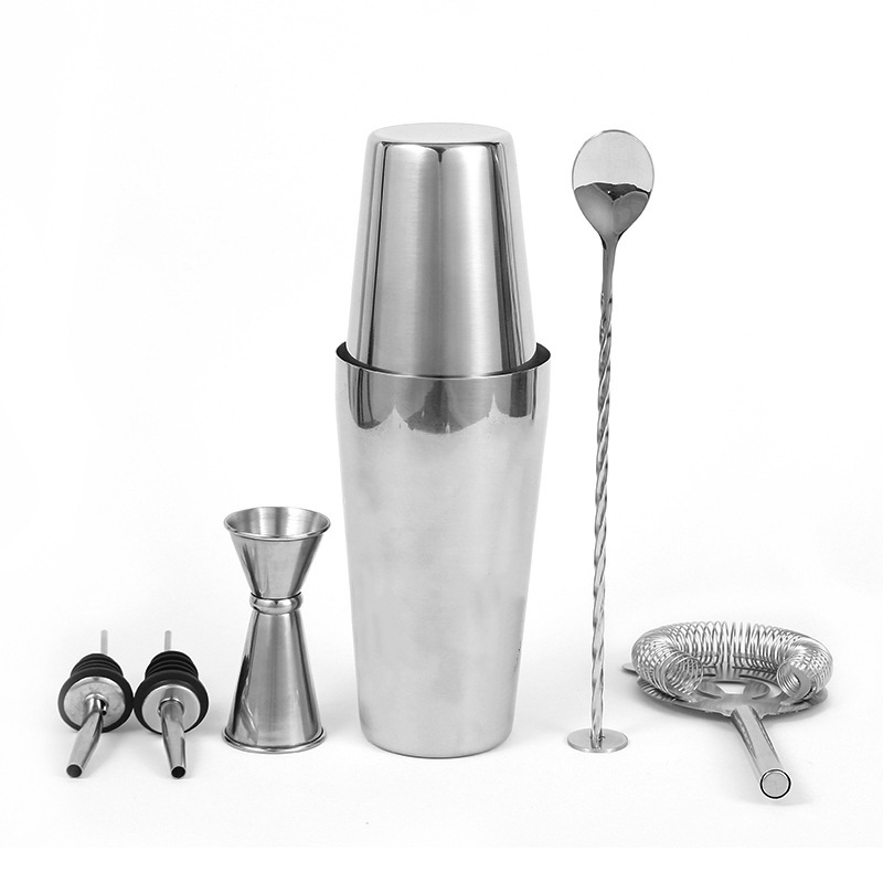 Set de 6 accesorii din oțel inoxidabil, stil Boston, pentru cocktailuri