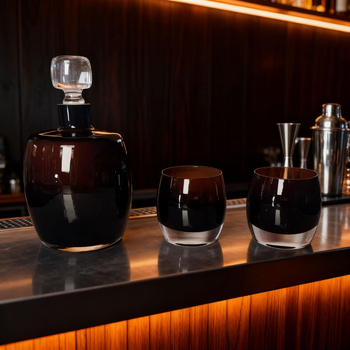 Set de pahare pentru whisky, sticlă suflată manual, culoare naturală, sticlă groasă, pentru barul hotelului, set decantor pentru băuturi