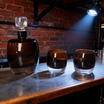 Set de pahare pentru whisky, sticlă suflată manual, culoare naturală, sticlă groasă, pentru barul hotelului, set decantor pentru băuturi