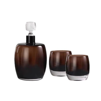 Set de pahare pentru whisky, sticlă suflată manual, culoare naturală, sticlă groasă, pentru barul hotelului, set decantor pentru băuturi