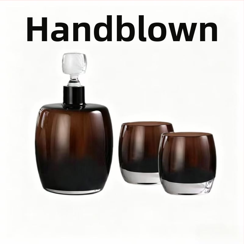 Set de pahare pentru whisky, sticlă suflată manual, culoare naturală, sticlă groasă, pentru barul hotelului, set decantor pentru băuturi