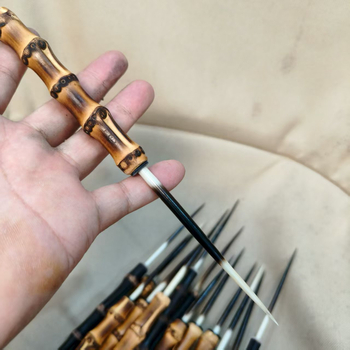 Acul de ceai din bambus și accesoriu pentru gură de ceainic, 19,5 cm, stil Chinez Nou, unealtă de răsucire cu artă lacuită
