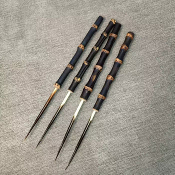 Acul de ceai din bambus și accesoriu pentru gură de ceainic, 19,5 cm, stil Chinez Nou, unealtă de răsucire cu artă lacuită