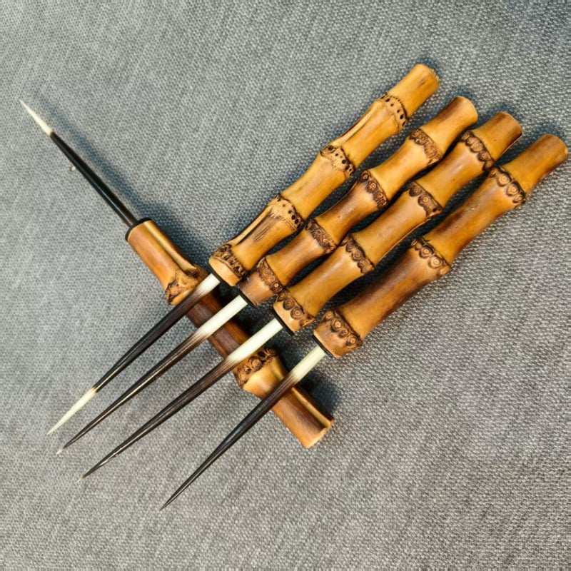 Acul de ceai din bambus și accesoriu pentru gură de ceainic, 19,5 cm, stil Chinez Nou, unealtă de răsucire cu artă lacuită