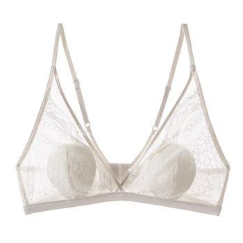 Sutien sexy, stil franțuzesc, fără sârmă, cupe ultra-subțiri, reduce vizual bustul, adună țesutul lateral, dantelă respirabilă pentru femei