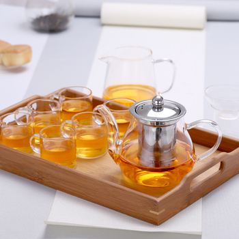 Ceainic din sticlă cu filtru din oțel inoxidabil, mâner lateral transparent, set de ceai pentru uz casnic cu separator de ceai și apă