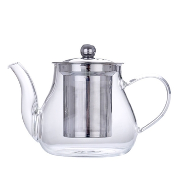 Ceainic din sticlă cu filtru din oțel inoxidabil, mâner lateral transparent, set de ceai pentru uz casnic cu separator de ceai și apă
