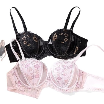 Sutien sexy în stil franțuzesc, dantelă brodată, respirabil, lift de sus, minimizator pentru sâni mari, cu arc moale
