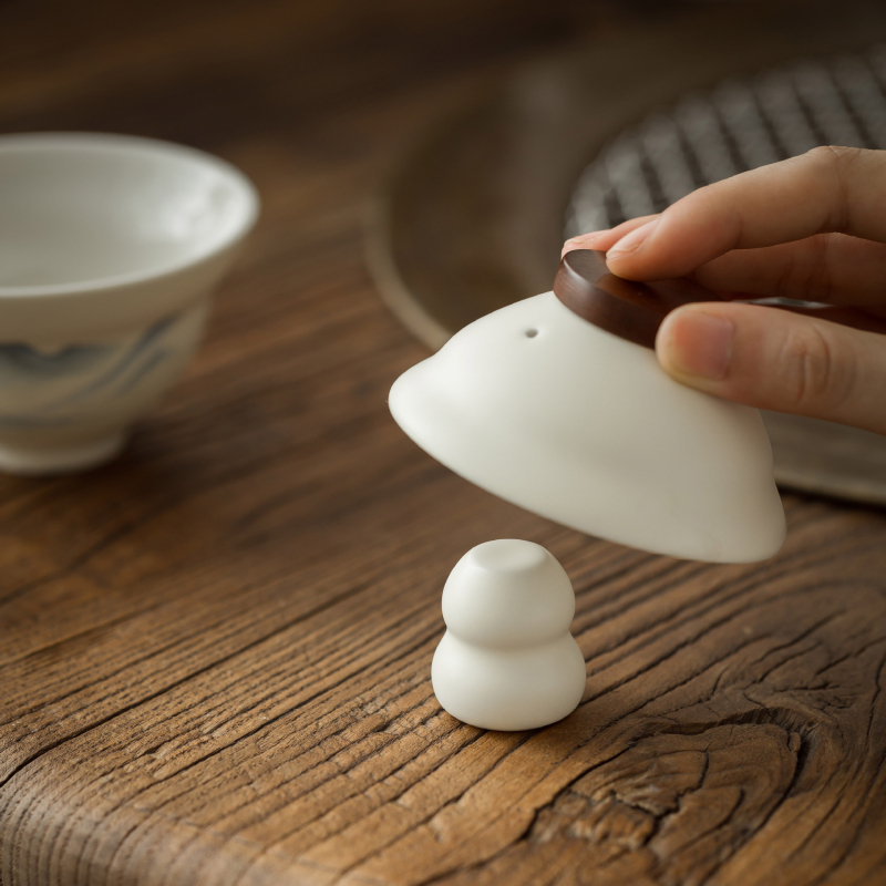 Set de ceai ceramic în stil chinezesc pentru călătorii în aer liber, cu o ceainică și două căni, cutie cadou.
