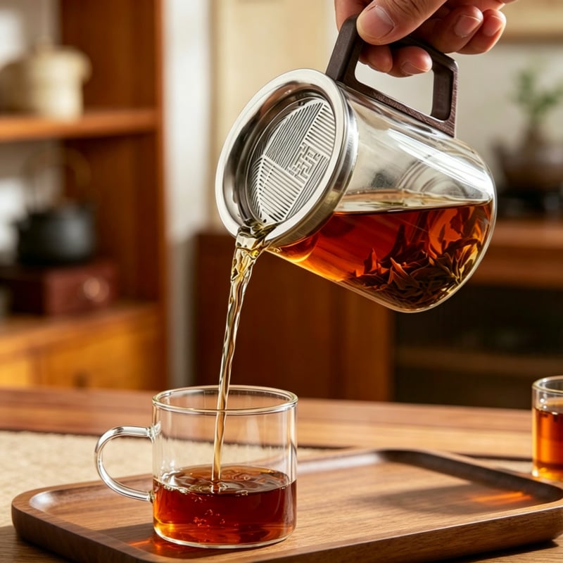 Ceainic din sticlă borosilicat pentru casă și birou, cu separare ceai-apă și filtrare, rezistent la căldură, stil chinezesc nou