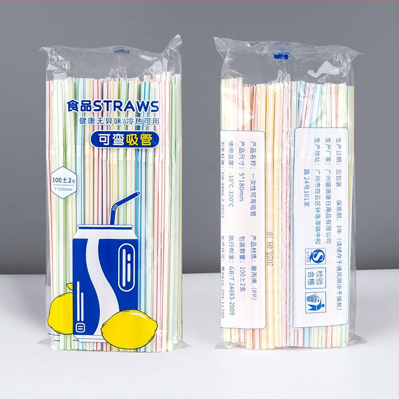 Paie de unică folosință, colorată, flexibilă, pentru sucuri și băuturi carbogazoase