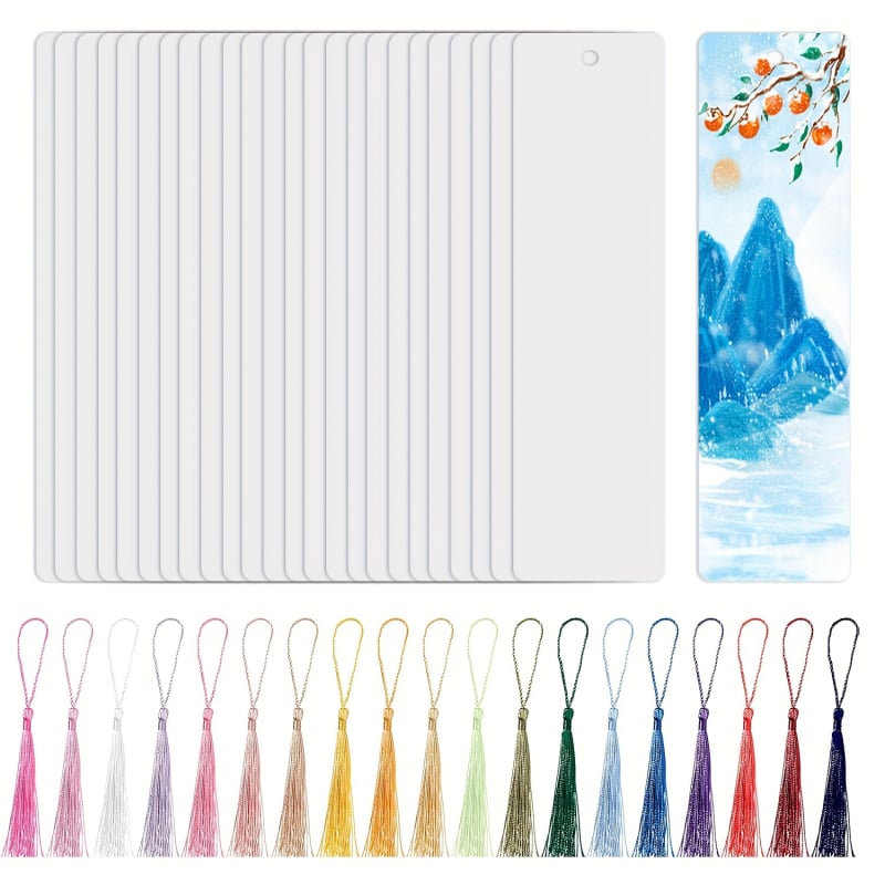 Set de 42 semne de carte din aluminiu, cu două fețe, cu ciucuri colorate, pentru proiecte DIY de imprimare creativă