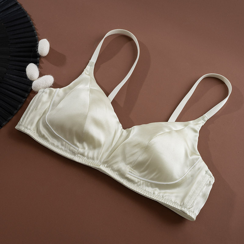 Fruit Love sutien din satin de mătăse elastic, color-block cu cups triunghiulare, susținere laterală din Mulberry silk, ultra-subțire și respirabil