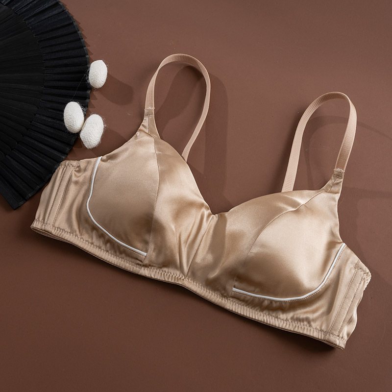 Fruit Love sutien din satin de mătăse elastic, color-block cu cups triunghiulare, susținere laterală din Mulberry silk, ultra-subțire și respirabil