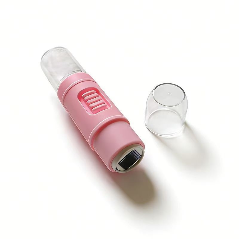 Dispozitiv transdermal cu nano‑cristale pentru față, portabil pentru uz casnic, cu pulbere liofilizată și ser cu luciu apos