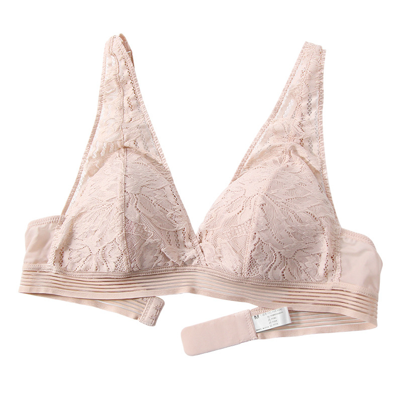Sutien triunghiular din mătase Mulberry, ultra-subțire, fără sârmă, dantelă, confortabil