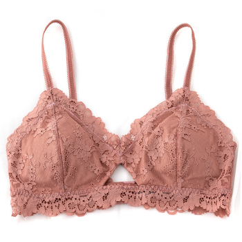Sutien din dantelă cu mătase de mulberry, respirabil, mătase reală, cupă triunghiulară în stil francez, design decupat, închidere cu două rânduri la spate, model subțire pentru femei