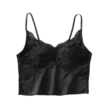 Top din mătase satinată cu dantelă, decolteu în V, fără sutien, mătase de mulberry, croială subțire, spate elegant