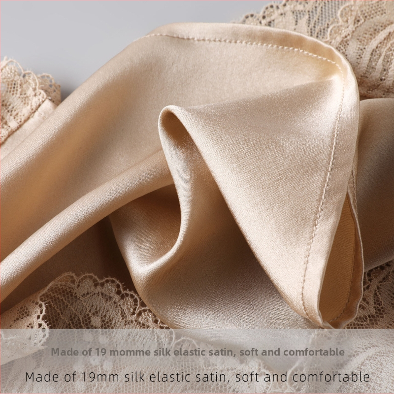 Top din mătase satinată cu dantelă, decolteu în V, fără sutien, mătase de mulberry, croială subțire, spate elegant