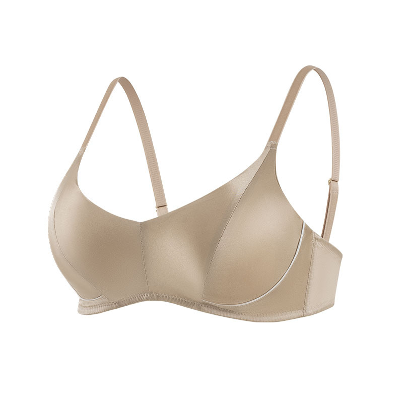 Tangge Sutien din satin de mătase ultra-subțire, cupă triunghiulară, mătase Mulberry, susținere laterală înaltă, lenjerie color-block