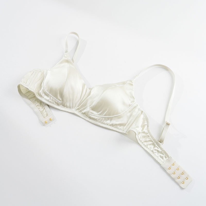Tangge Sutien din satin de mătase ultra-subțire, cupă triunghiulară, mătase Mulberry, susținere laterală înaltă, lenjerie color-block