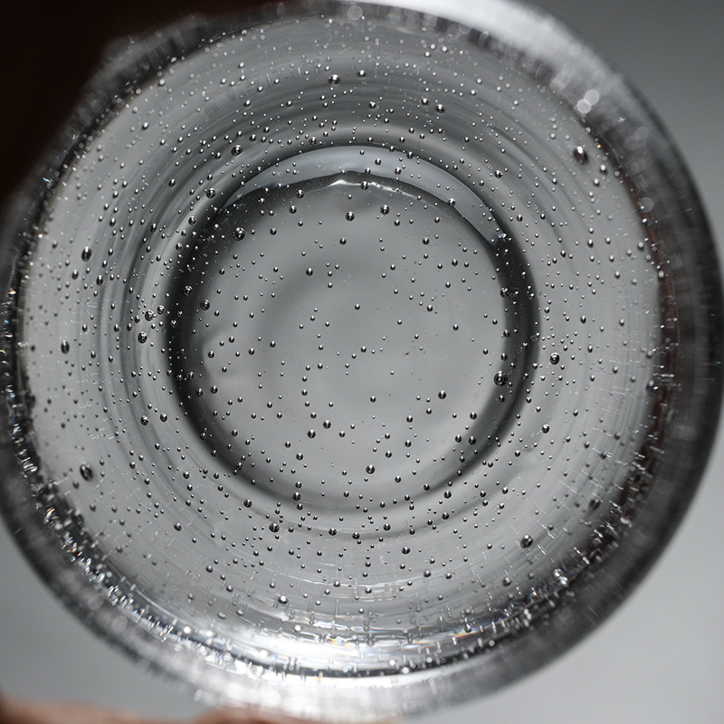 Pahar din sticlă suflată manual, rotund, cu bază groasă, pentru ceai, whisky și băuturi spirtoase; pahar cu bule; pahar de vin de fructe
