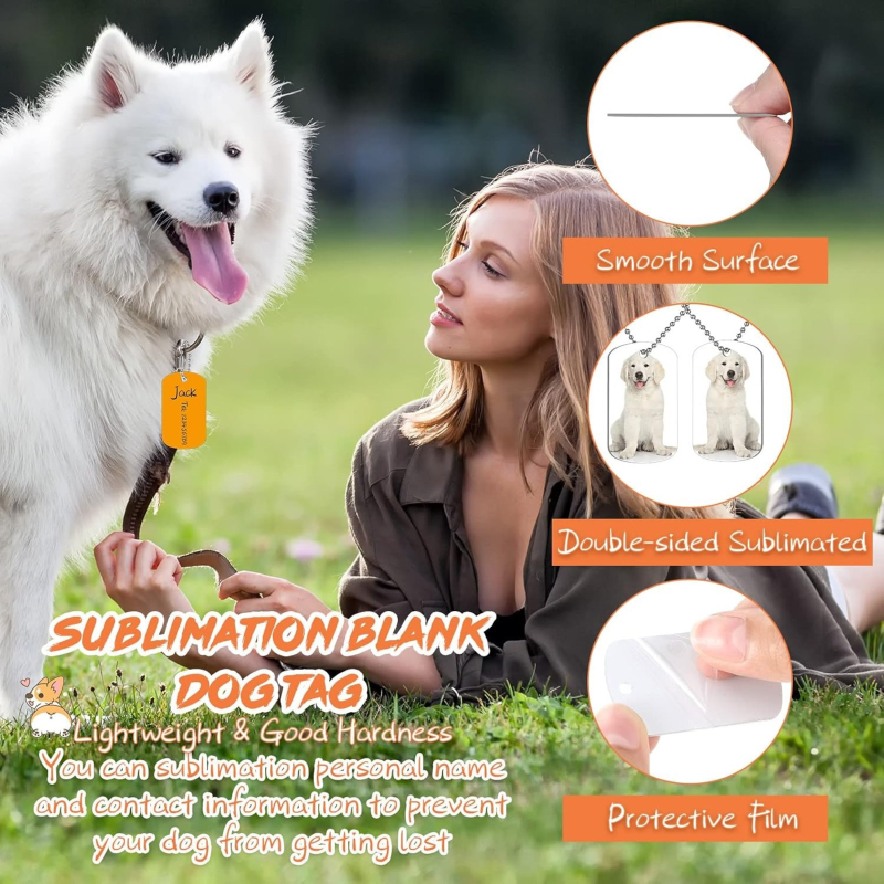 Pandantiv din metal pentru sublimare, aluminiu alb – etichetă DIY goală, pandantiv cu transfer termic bidirecțional