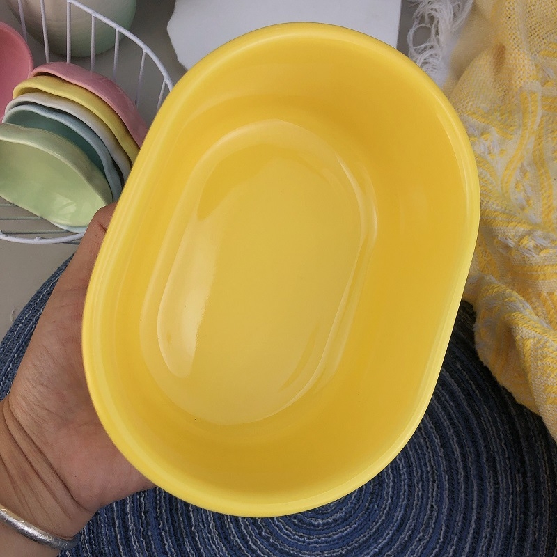 Vas oval de porțelan pentru aburire a orezului și a supei, bol pentru budincă din cereale integrale, compatibil cu microunde, masă cu conținut redus de grăsimi