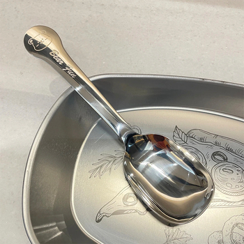Lingură de ceai din oțel inoxidabil 304, lingură pentru ovăz, lingură de servire cu mâner lung pentru restaurante și hoteluri, lingură pentru înghețată și desert, design desen animat