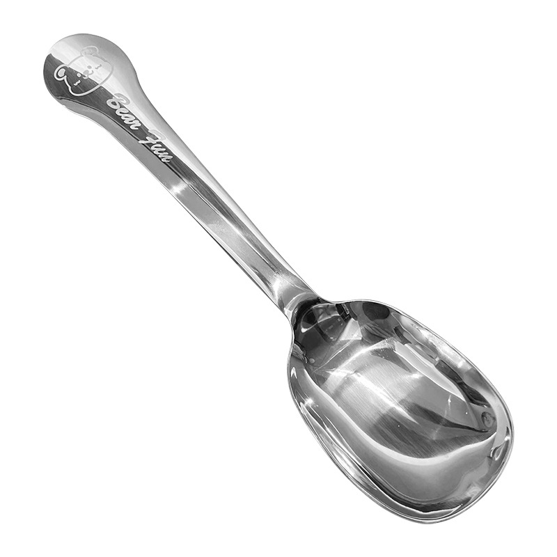 Lingură de ceai din oțel inoxidabil 304, lingură pentru ovăz, lingură de servire cu mâner lung pentru restaurante și hoteluri, lingură pentru înghețată și desert, design desen animat