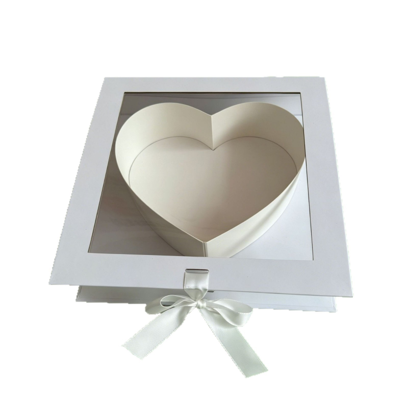 Cutie cadou cu fereastră în temă inimă, cutie transparentă pentru flori de Valentine's și cadouri de ziua de naștere