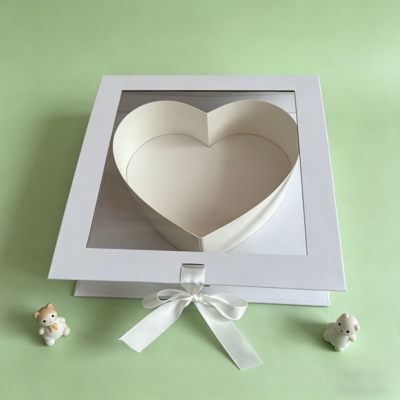 Cutie cadou cu fereastră în temă inimă, cutie transparentă pentru flori de Valentine's și cadouri de ziua de naștere