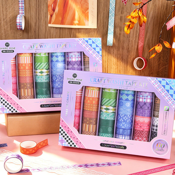 Set de 60 role de bandă washi, modele florale geometrice, pentru journaling și proiecte DIY