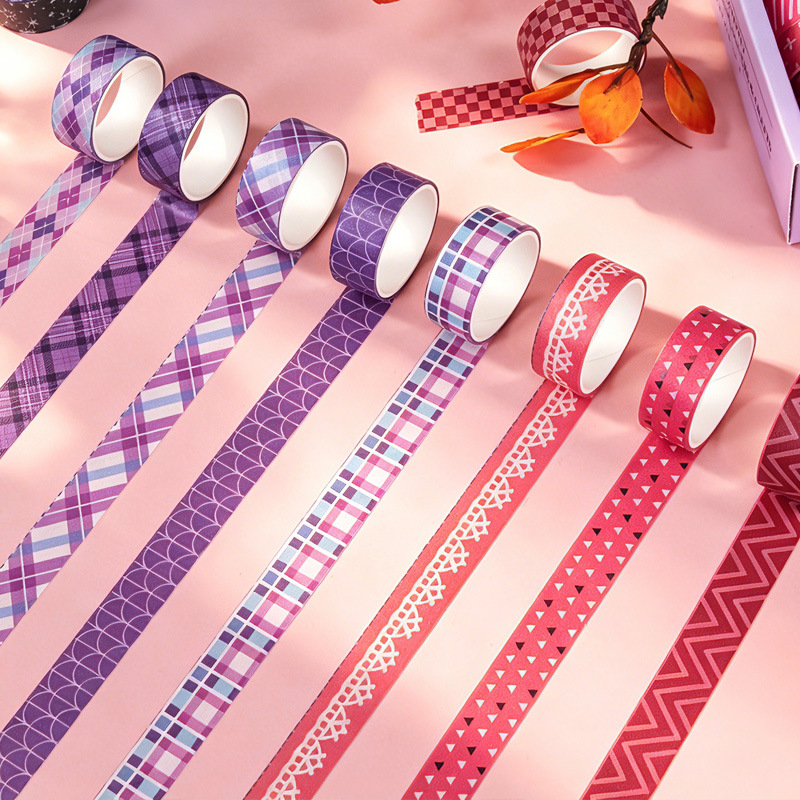 Set de 60 role de bandă washi, modele florale geometrice, pentru journaling și proiecte DIY