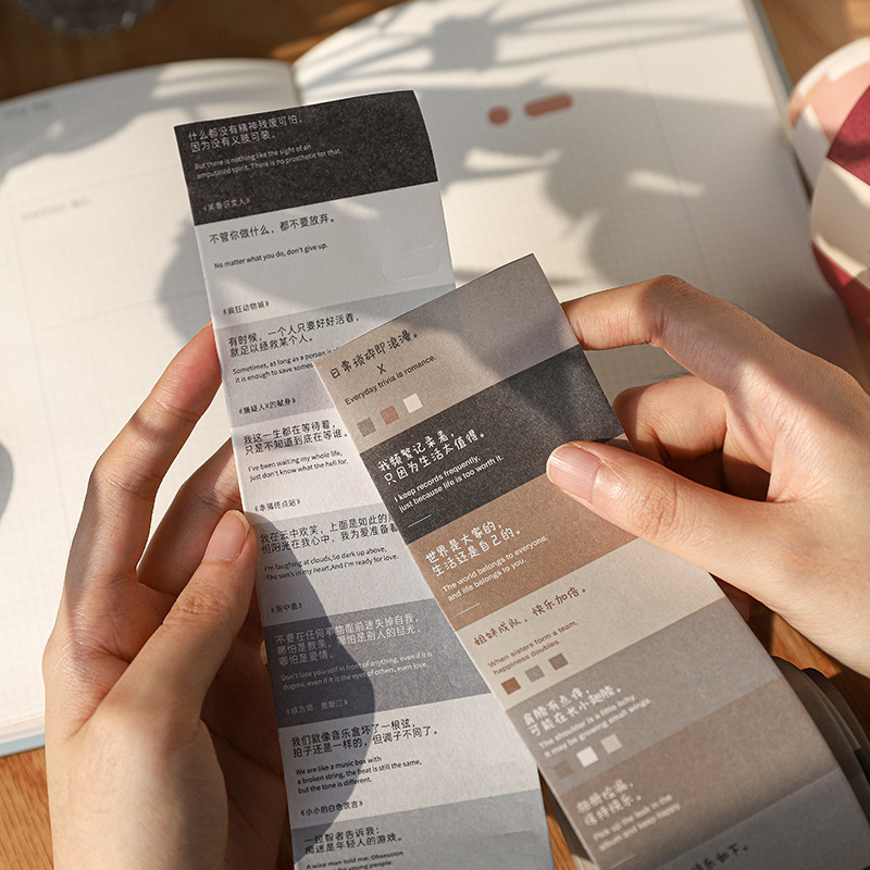 Bandă washi cu text decupat, seria Trei cuvinte, Două cuvinte, materiale pentru scrapbook, 6 modele