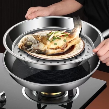 Tavă de abur din oțel inoxidabil extragrosă pentru vaporizator circular de uz casnic, grilă îngroșată, coș pentru abur și suport
