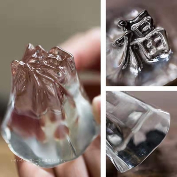 Set capac de sticlă, ceainic din sticlă lucrat manual, capac din cristal, ornamente transparente în formă de diamant, accesorii pentru setul Kung Fu de ceai pentru uz casnic