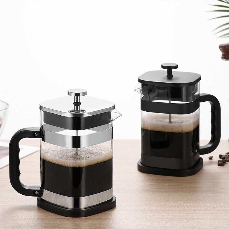 Kreatív négyzet alakú francia press koffehez, 1 L, hőálló boroszilikát üveg, nagy kapacitás
