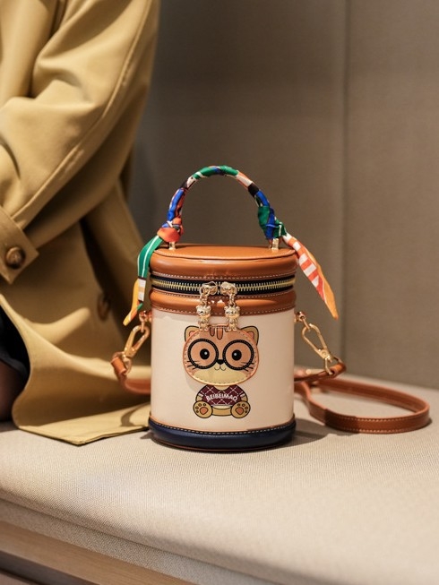 North Bag Geantă crossbody din PU, formă cilindrică rotundă, mică, buzunar telefon, buzunar carduri, fermoar, stil lux ușor