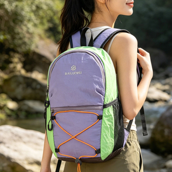 Rucsac din nylon, ușor, cu design color-block, pentru drumeții, călătorii, ciclism și activități în aer liber