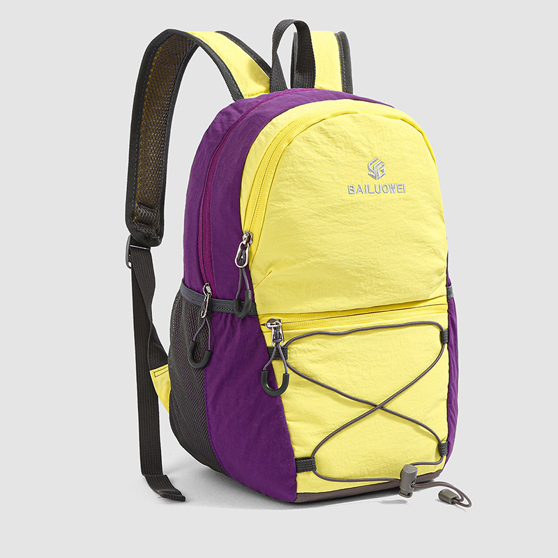 Rucsac din nylon, ușor, cu design color-block, pentru drumeții, călătorii, ciclism și activități în aer liber