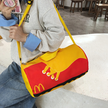 Geantă cilindrică din nylon și pânză pentru femei, stil urban casual, geantă crossbody, 2025 modă