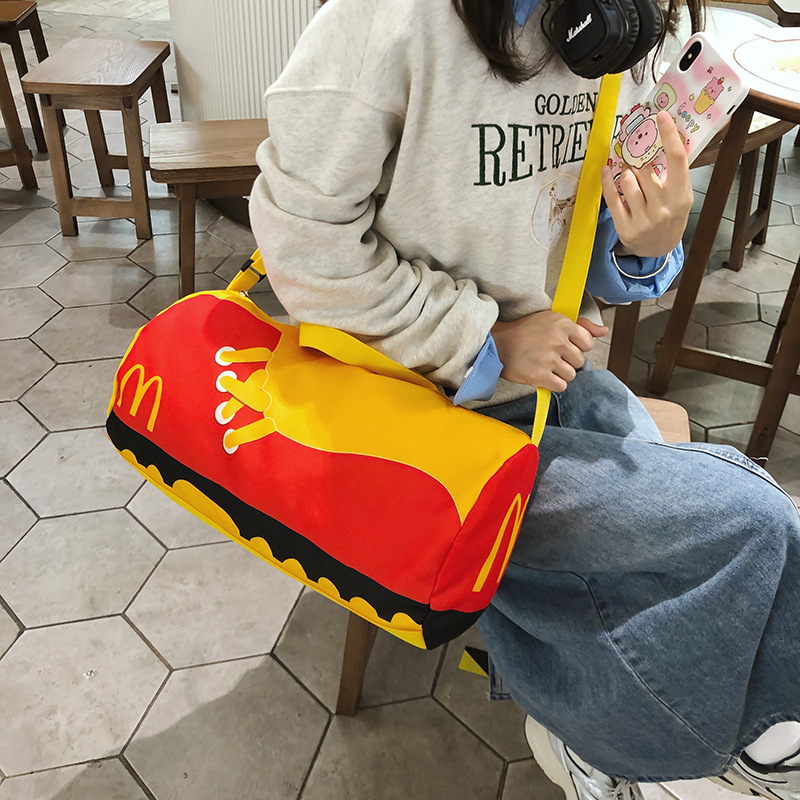 Geantă cilindrică din nylon și pânză pentru femei, stil urban casual, geantă crossbody, 2025 modă