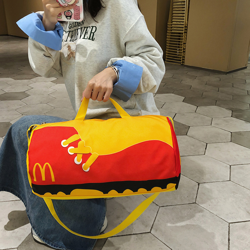 Geantă cilindrică din nylon și pânză pentru femei, stil urban casual, geantă crossbody, 2025 modă