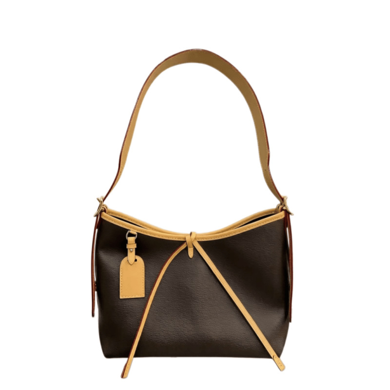 Geantă tote din piele naturală cu monogram, însoțită de un plic asortat, versatilă pentru mână, umăr sau crossbody.