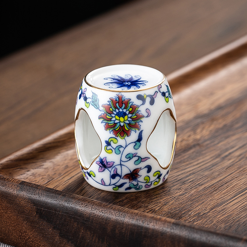 Suport de capac porțelan albastru-albastru vintage pentru ceainic din ceramică Yixing, suport ceramic, accesoriu Gongfu pentru ceai și decor de prezentare a ceaiului