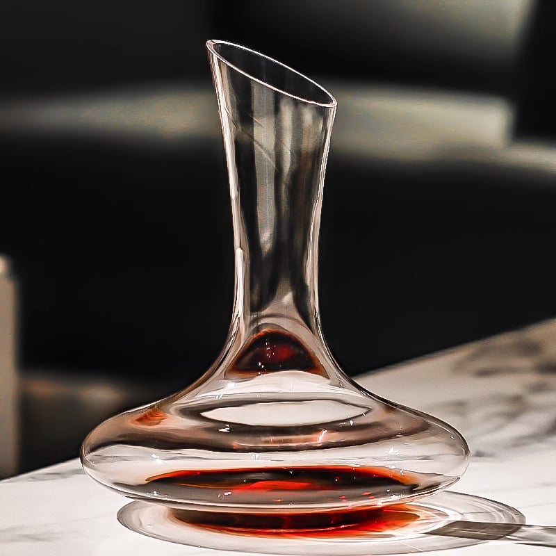 Baer decantor din cristal fără plumb, gură înclinată, fabricat manual, 1000 ml
