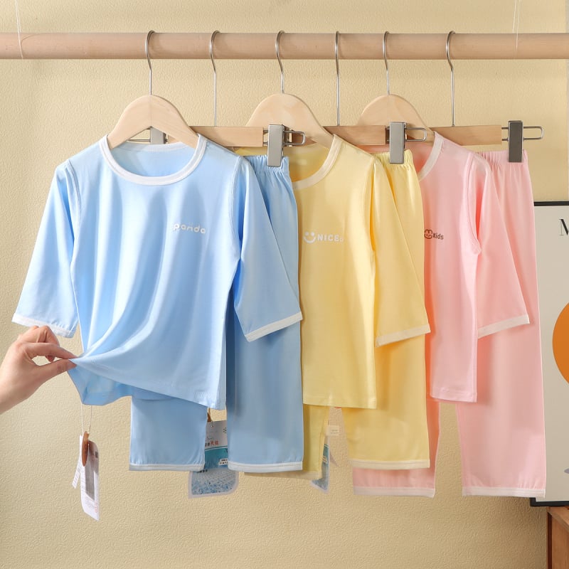 Set de pijamale pentru copii din Tencel Modal, ușor, larg, respirabil, haine de casă