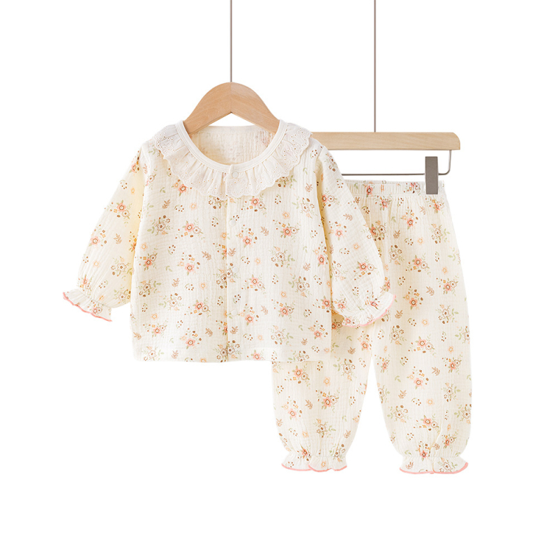 Set de vară pentru copii din bumbac 100% — tricou cu mânecă scurtă și pantaloni scurți, haine ușoare pentru casă și afară